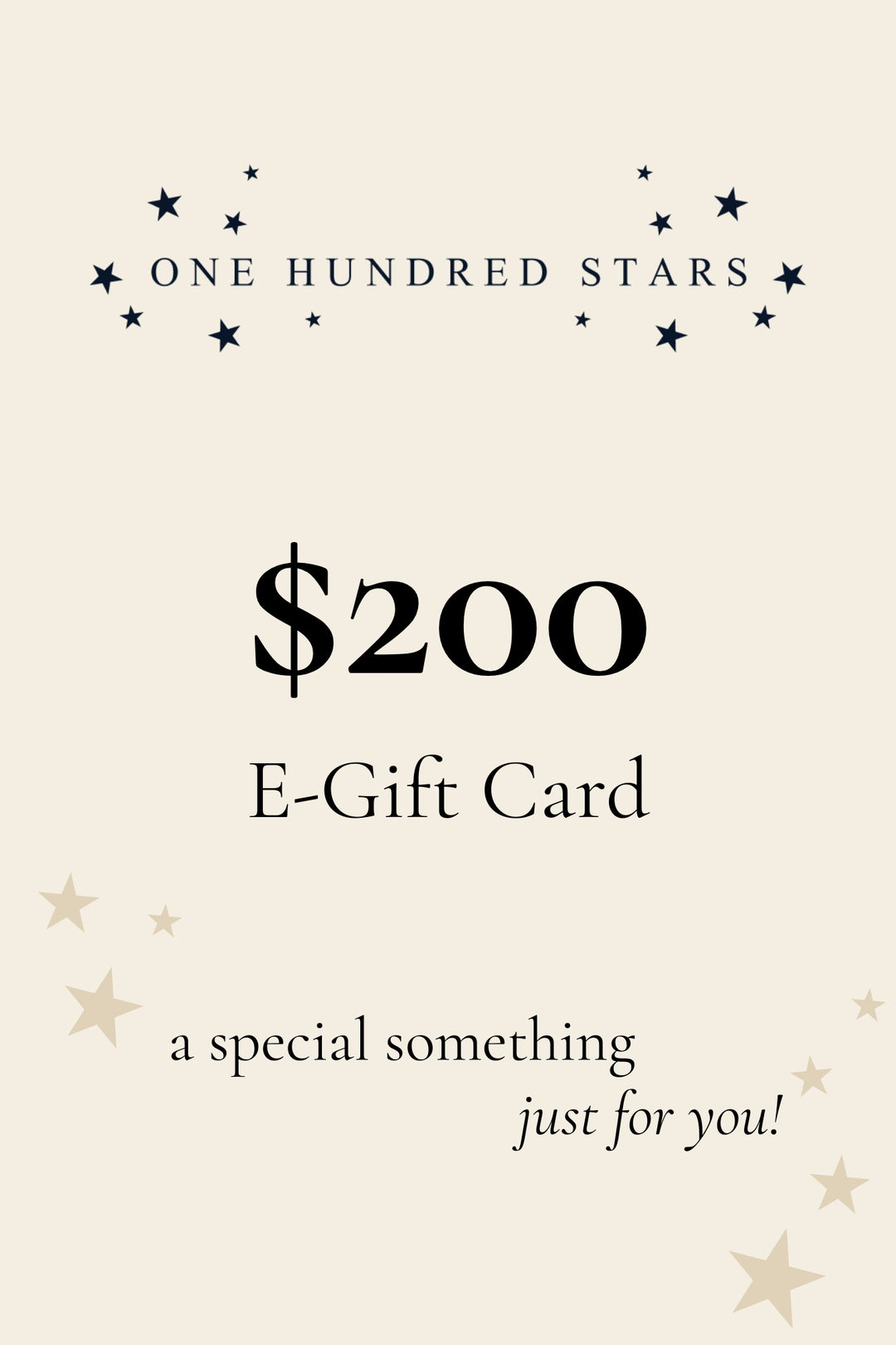 One Hundred Stars $200 E-Gift Card