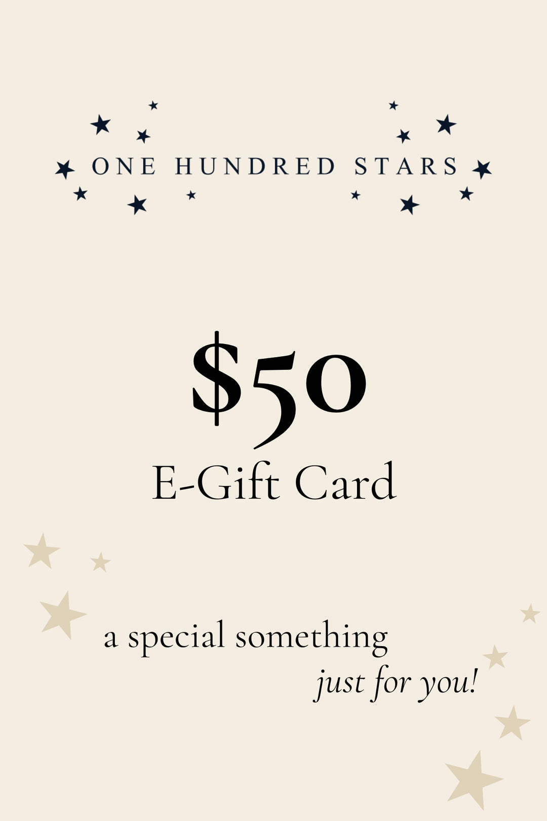 One Hundred Stars $50 E-Gift Card