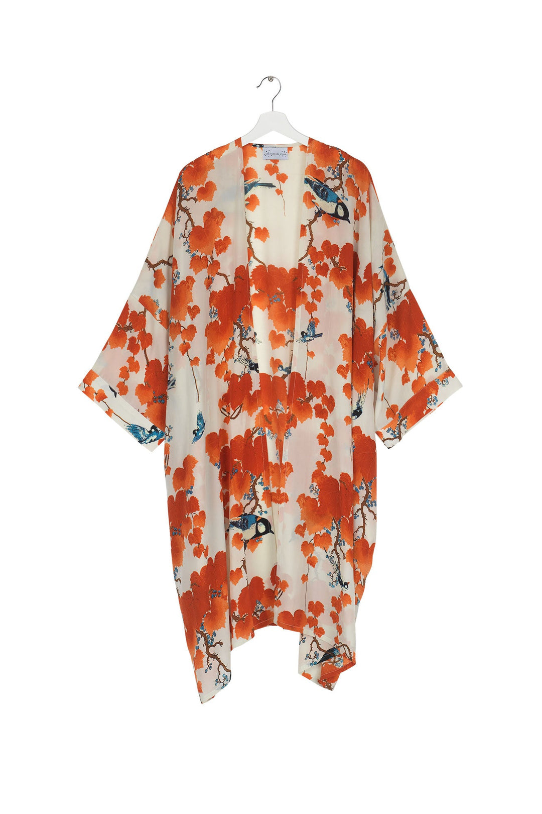 Women's kimono in acer red print by One Hundred Stars