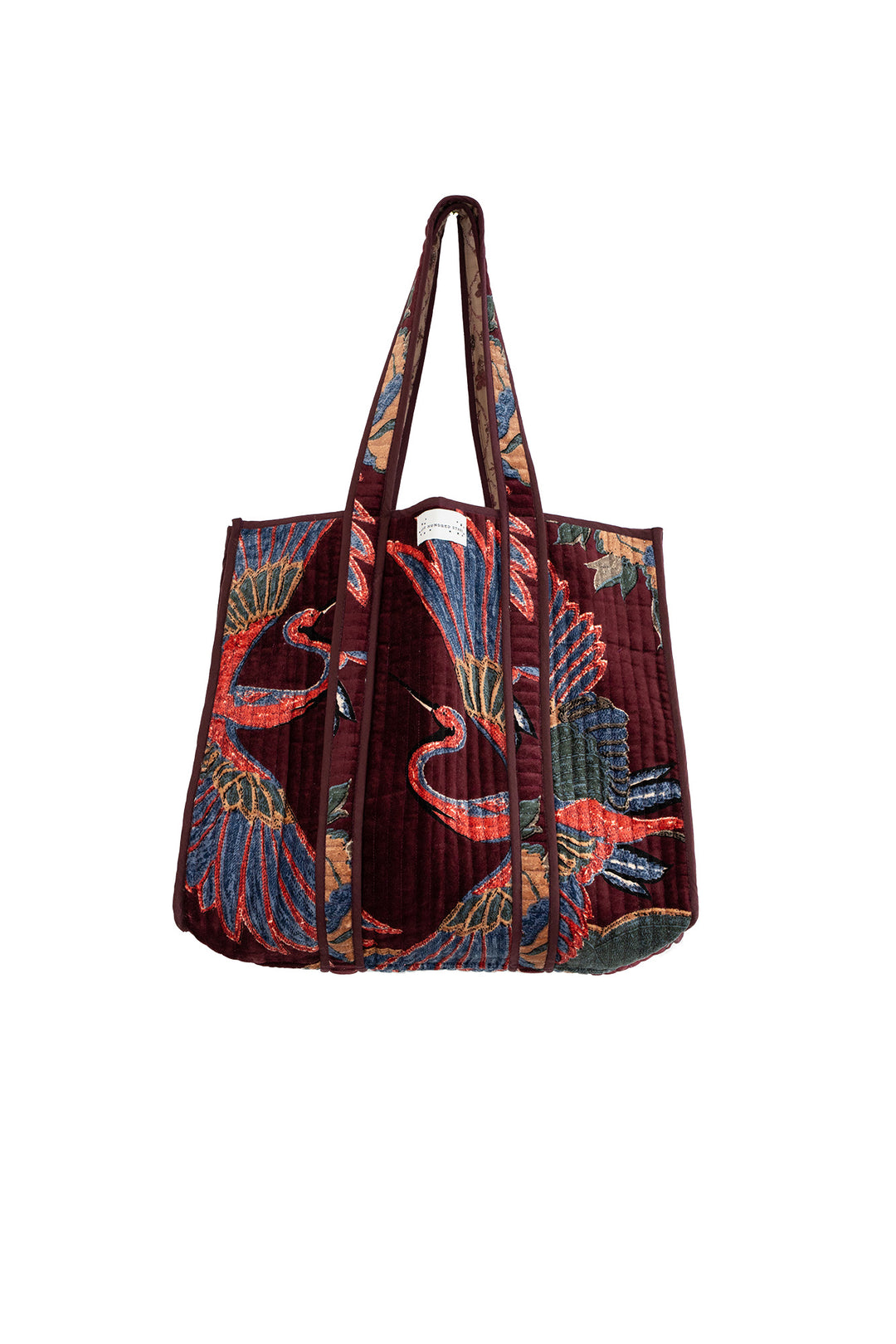 Crane Plum Large Velvet Tote Bag