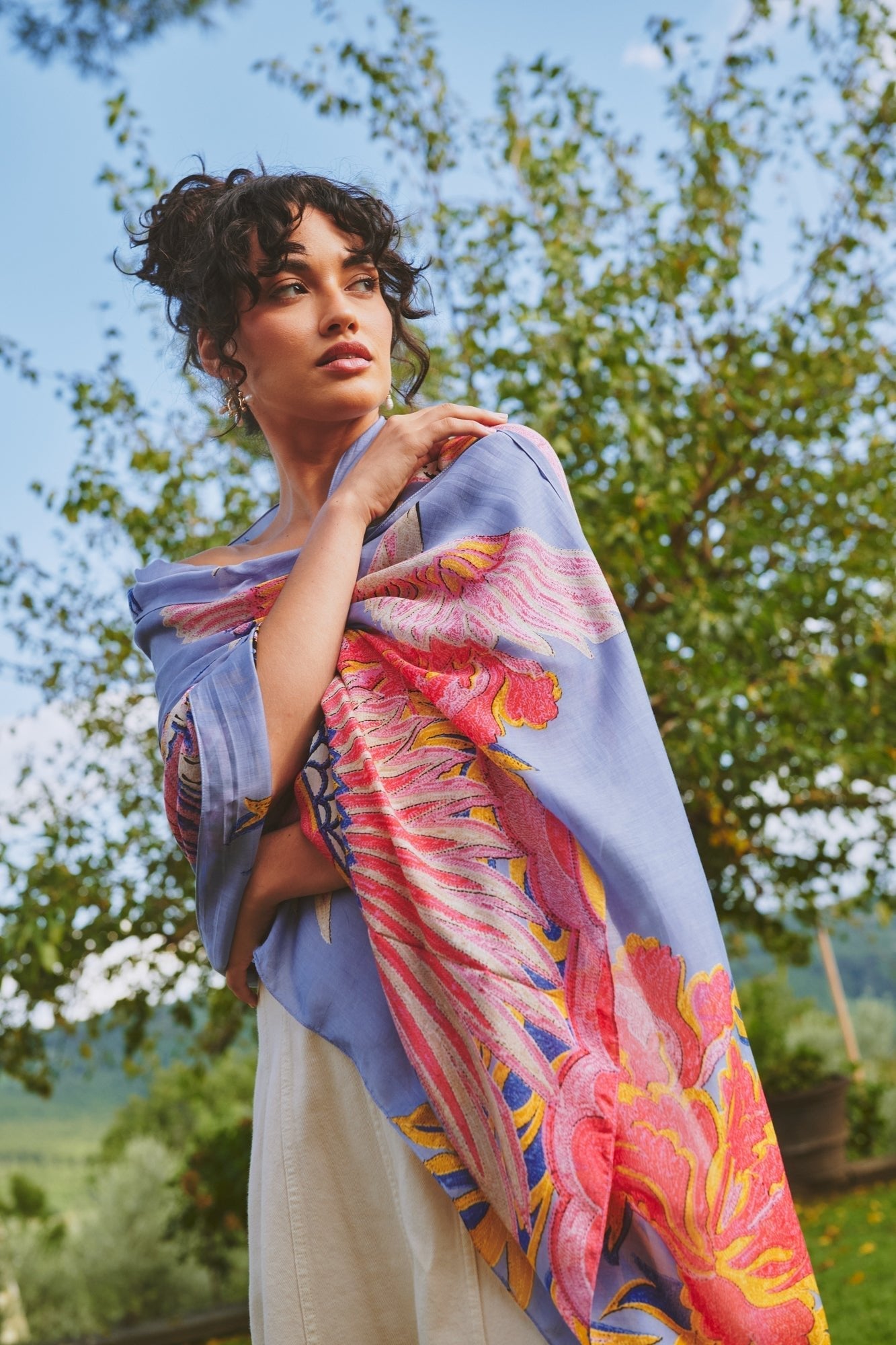 Crane Periwinkle Scarf – One Hundred Stars USA