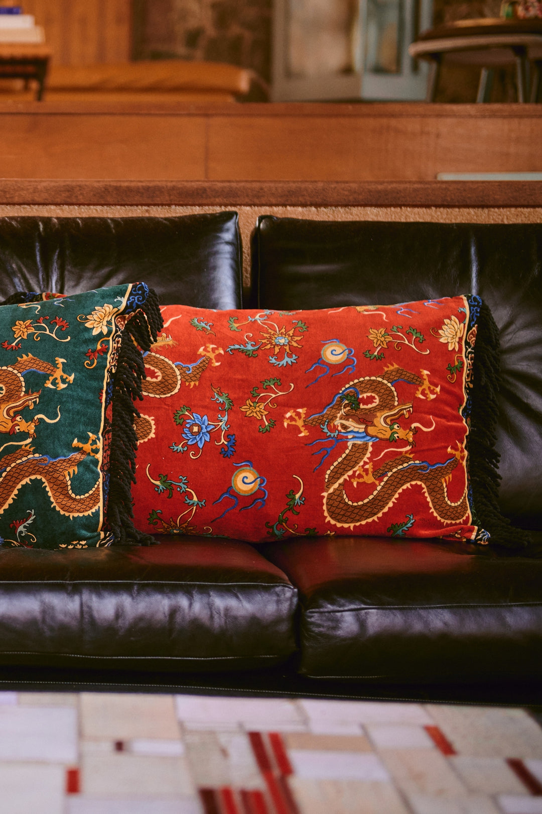 Dragon Rust Rectangle Velvet Cushion