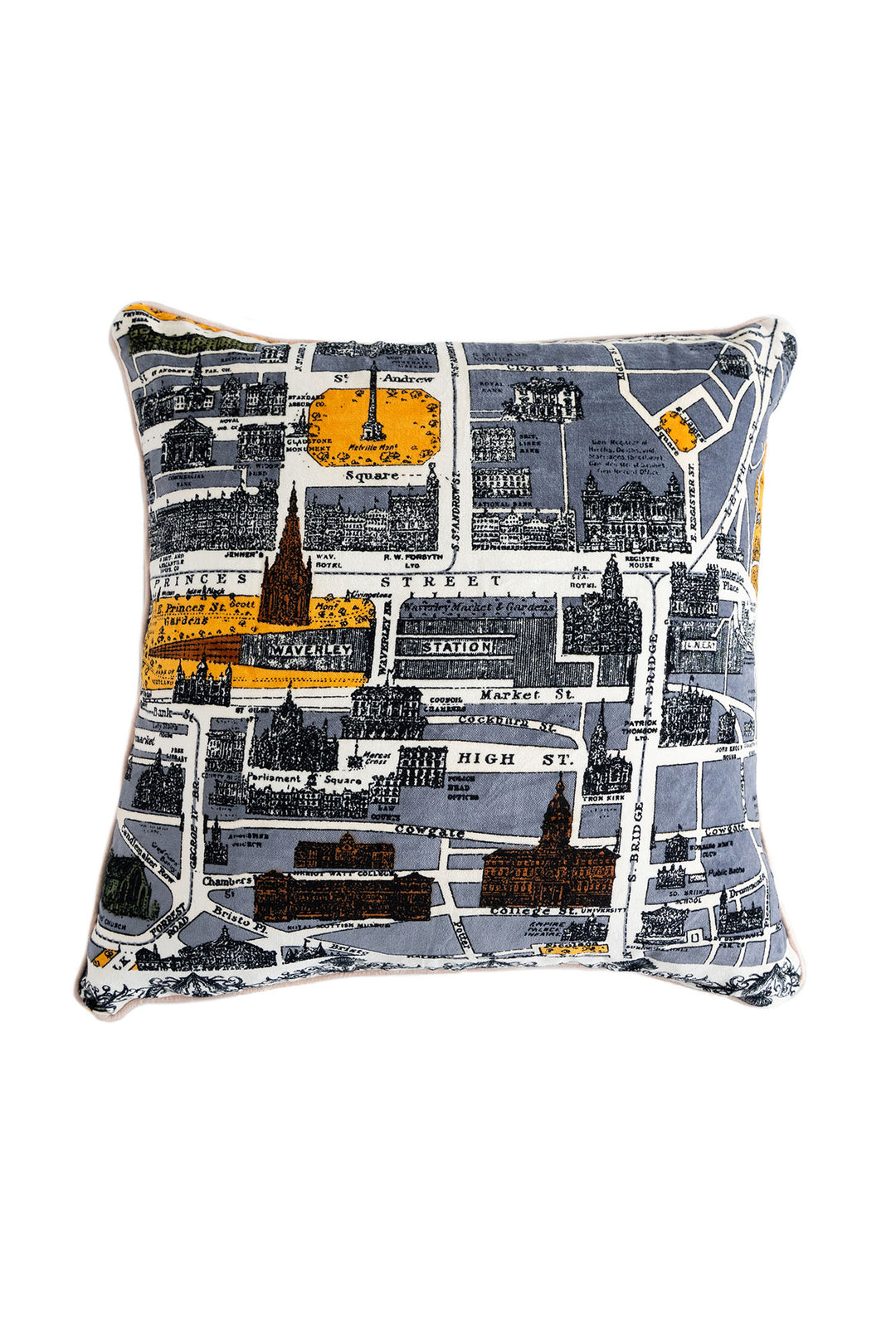 Edinburgh & Leith Map Square Cushion Cover