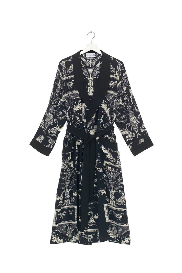 Vintage Damask Black Crepe Gown