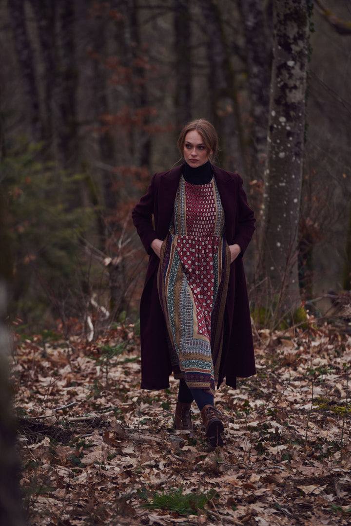 Moorish Burgundy Pleat Dress