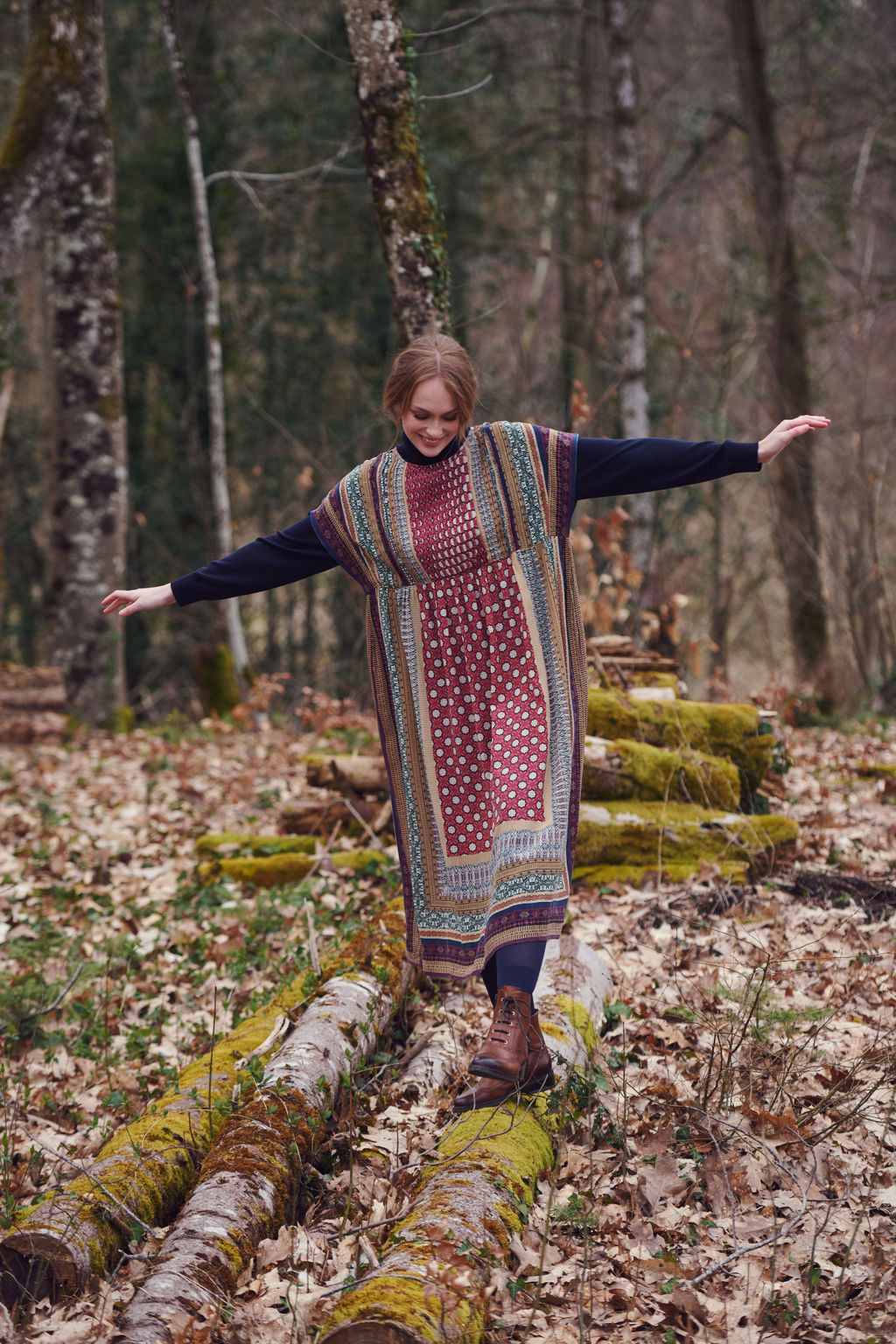 Moorish Burgundy Pleat Dress