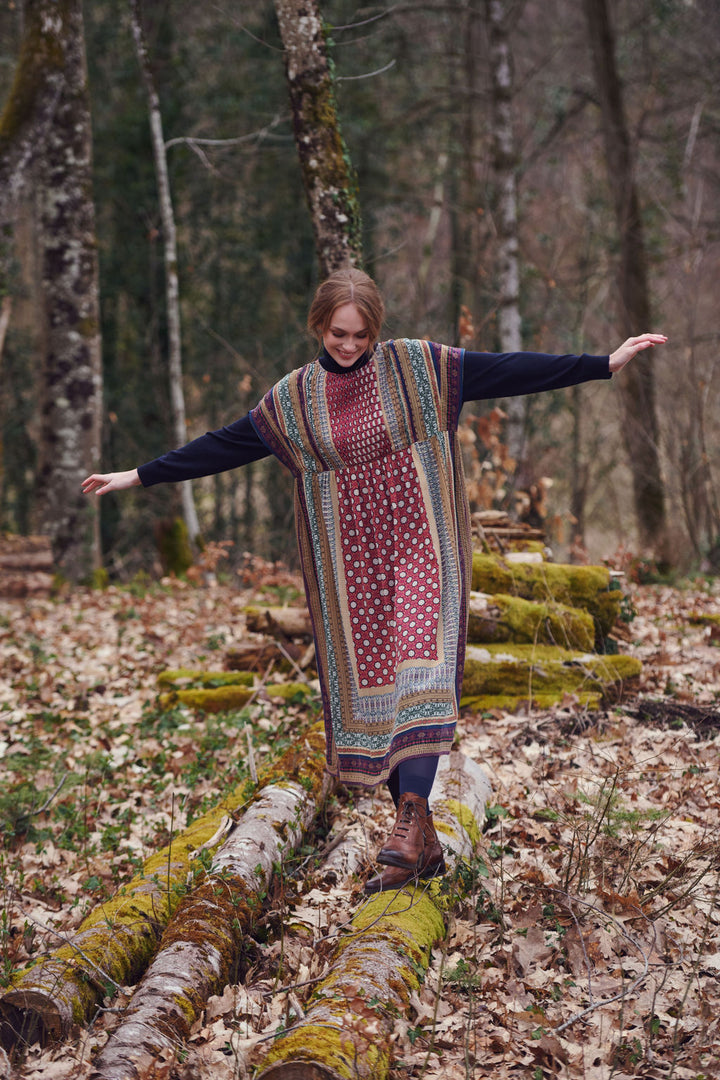 Moorish Burgundy Pleat Dress