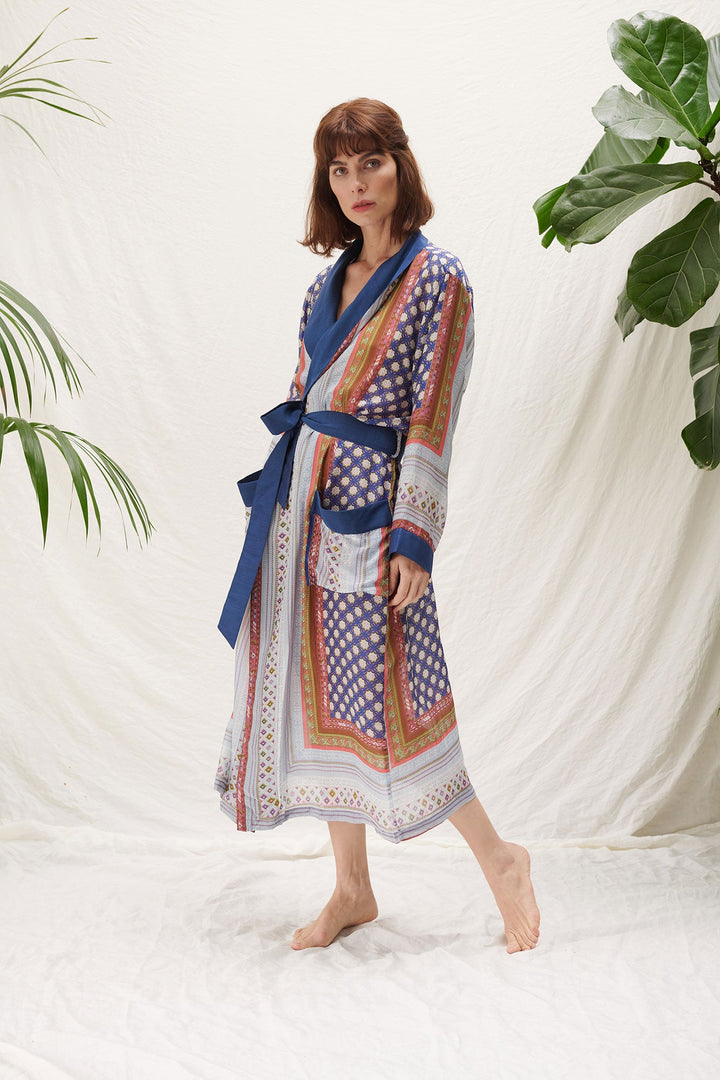one hundred stars Moroccan style print long summer dressing gown by one hudnred stars