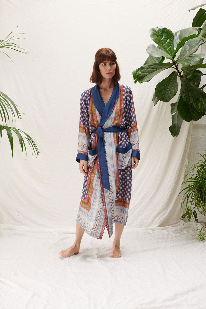 summer moorish print robe by one hundred stars
