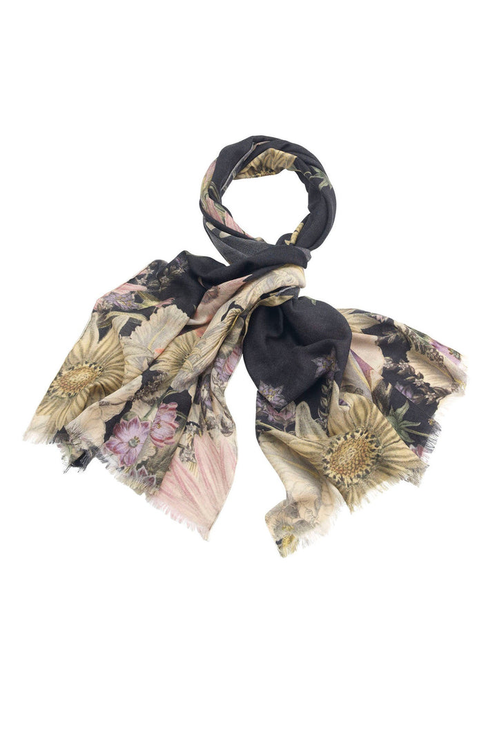 Daisy Black Wool Scarf