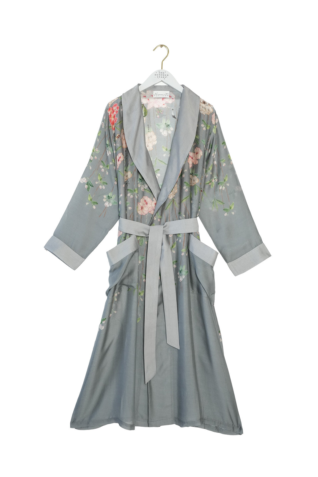 Trailing Blossom Grey Gown