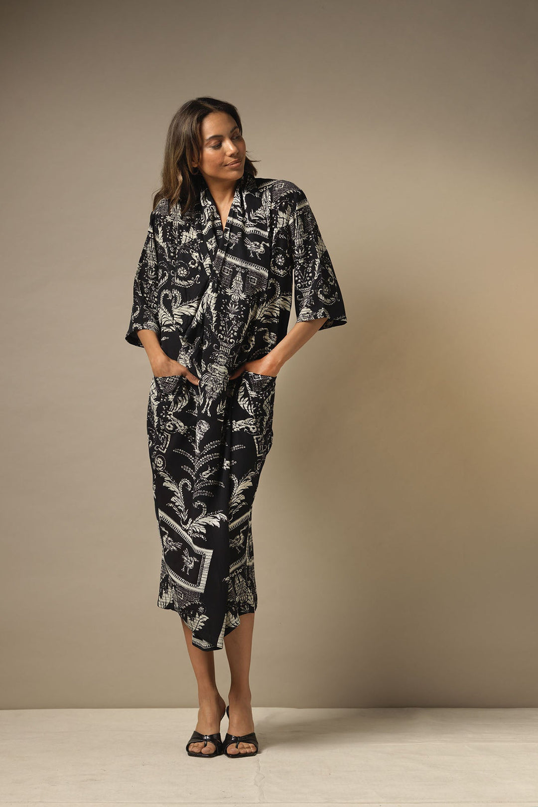 Vintage Damask Black Rachel Dress