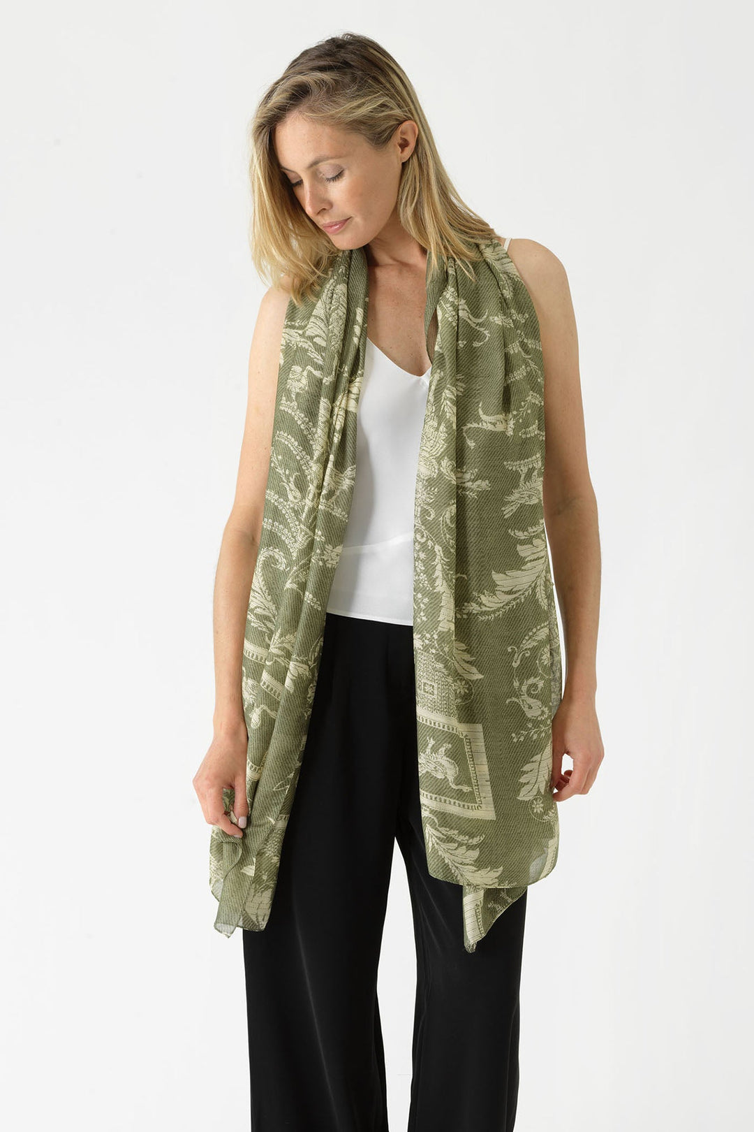 Vintage Damask Sage Scarf