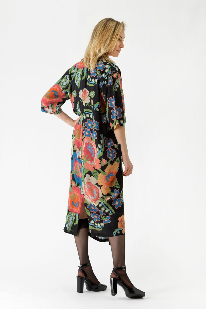 Woven Flower Black Rachel Dress - One Hundred Stars