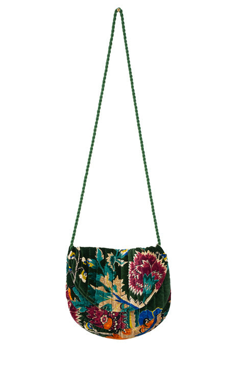 Flower Vase Green Velvet Evening Bag