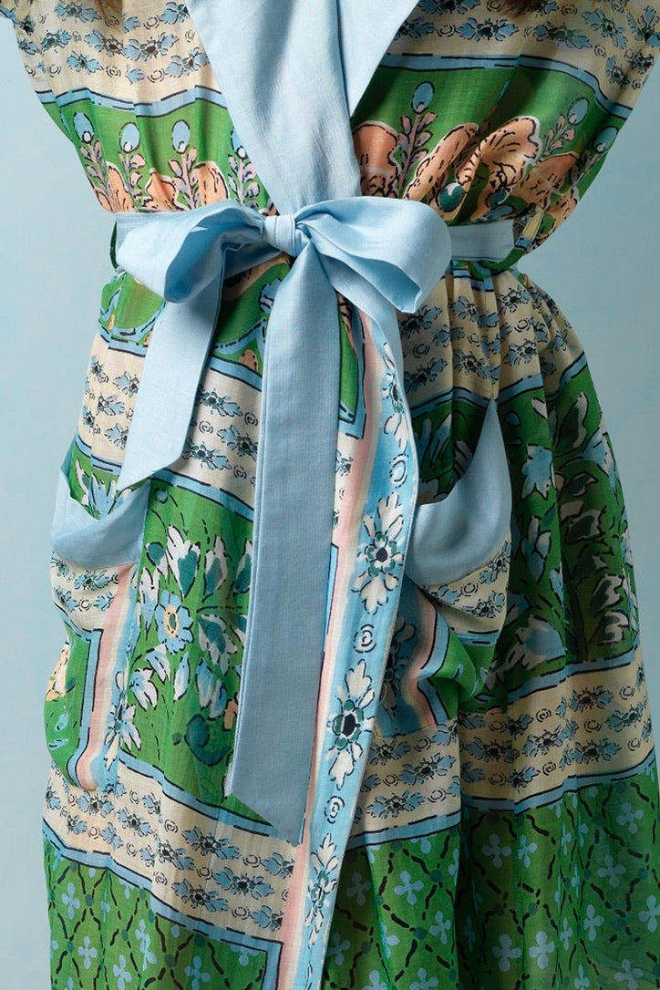 Folk Flowers Green Gown
