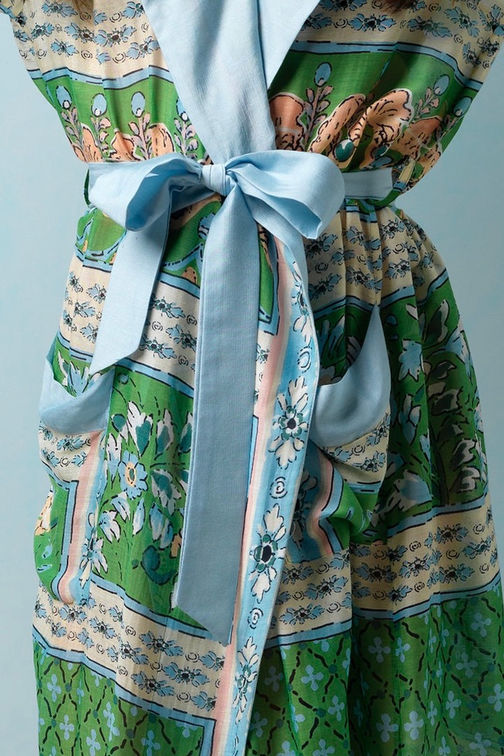 Folk Flowers Green Gown