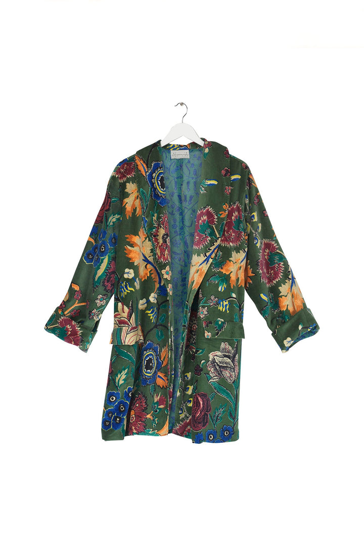 Flower Vase Green Velvet Boyfriend Jacket