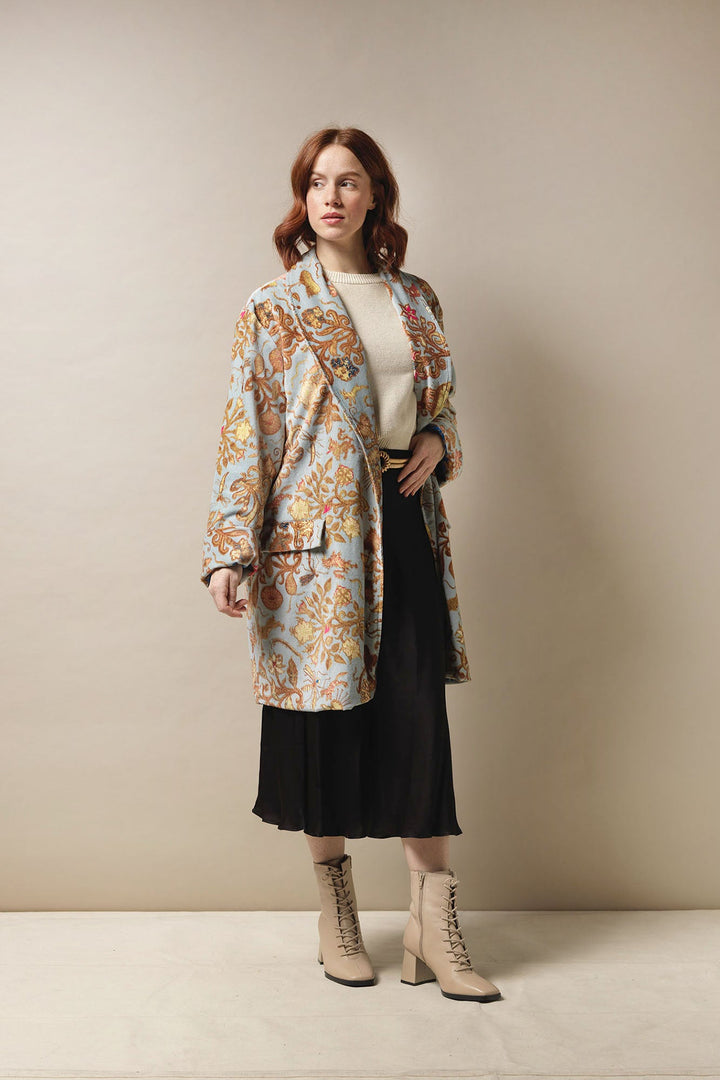 Tudor Rose Grey Velvet Boyfriend Jacket