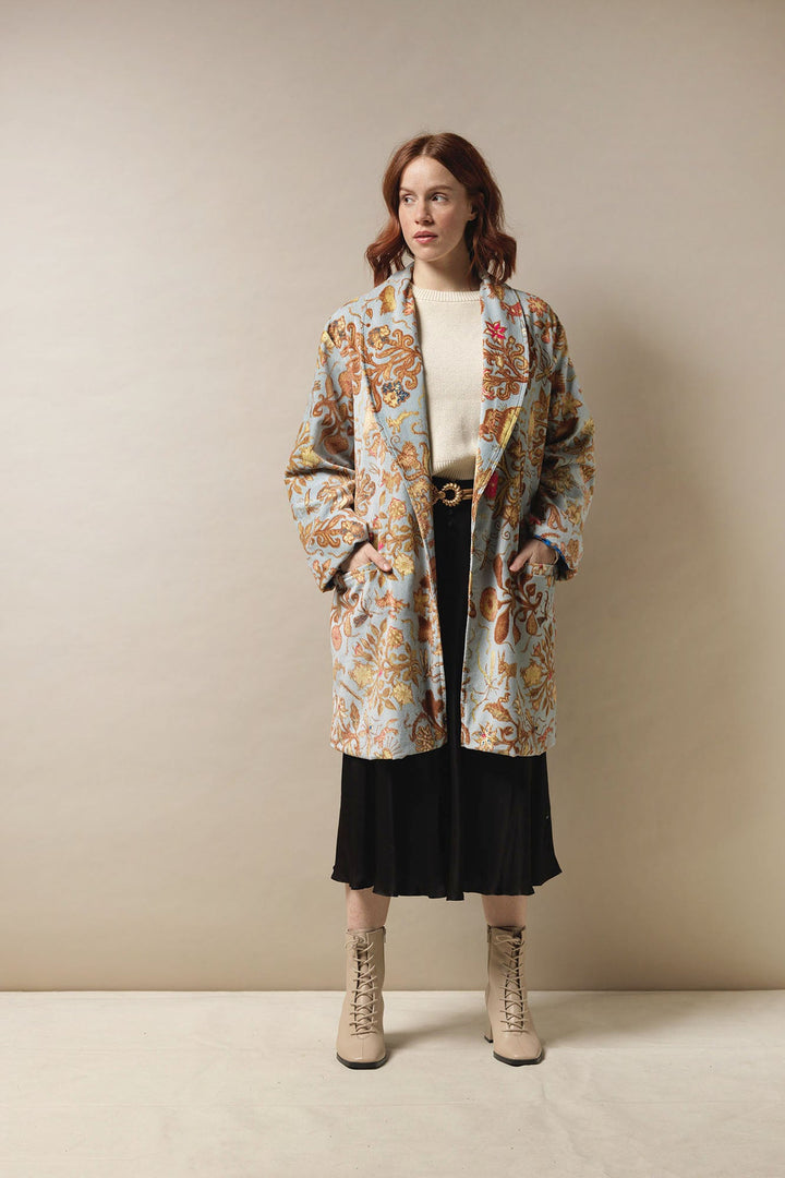 Tudor Rose Grey Velvet Boyfriend Jacket