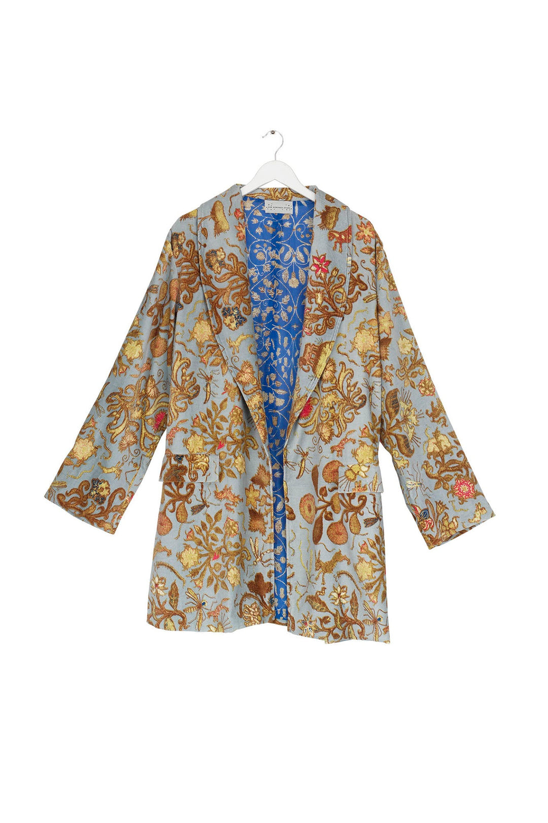 Tudor Rose Grey Velvet Boyfriend Jacket
