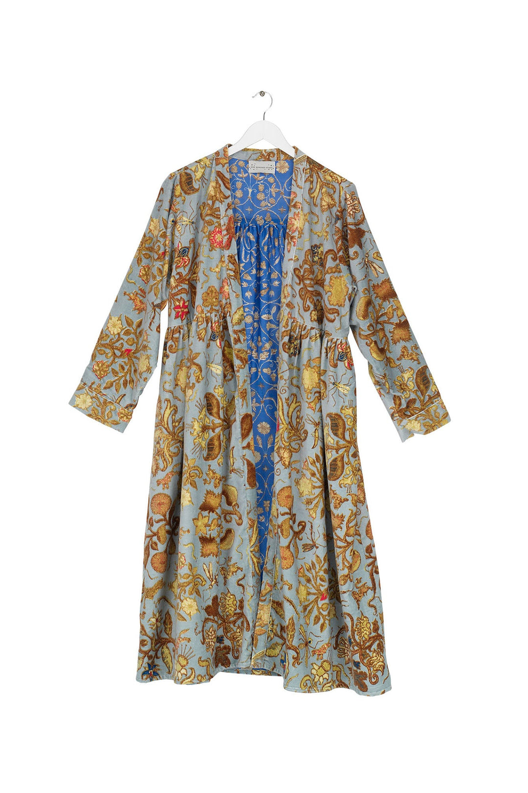 Tudor Rose Grey Velvet Duster Coat