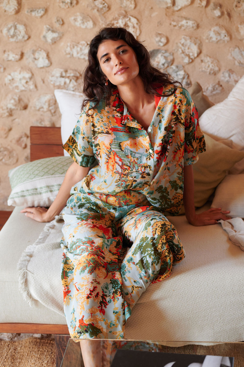 China Tree Aqua Tea Blouse – One Hundred Stars USA