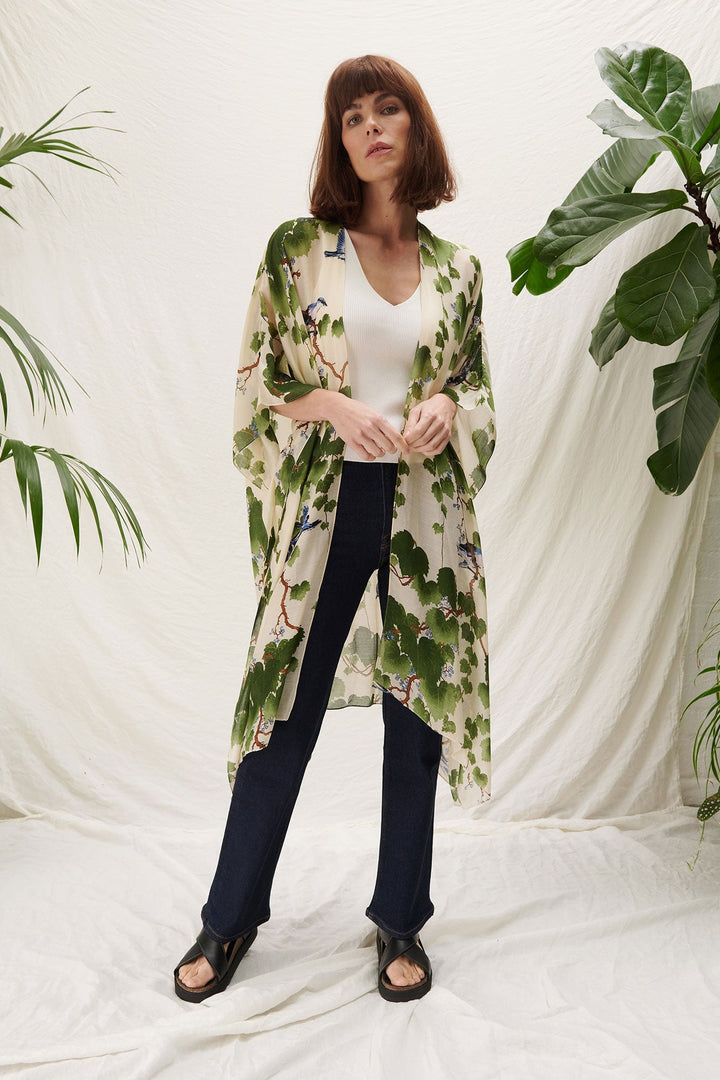 leafy green printed cover up by one hundred stars