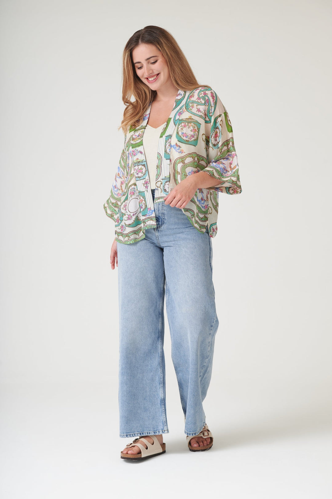 Afternoon Tea Green Kimono - One Hundred Stars