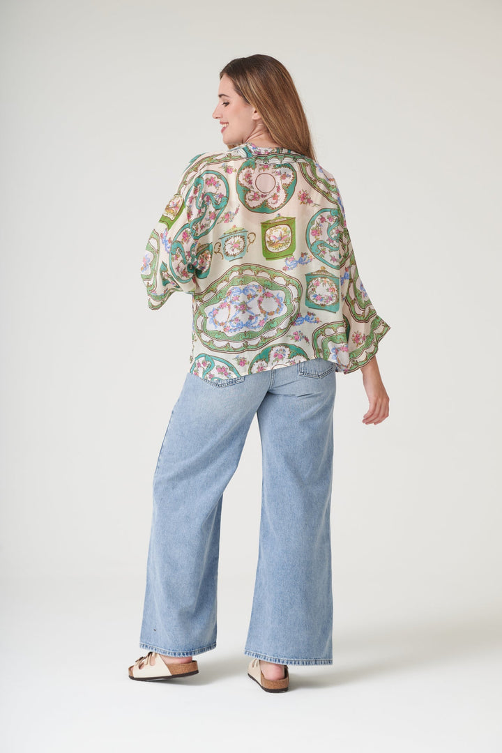 Afternoon Tea Green Kimono - One Hundred Stars