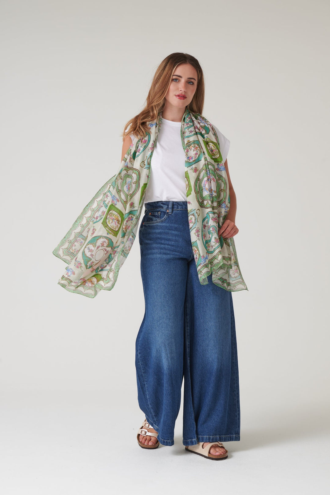 Afternoon Tea Green Scarf - One Hundred Stars