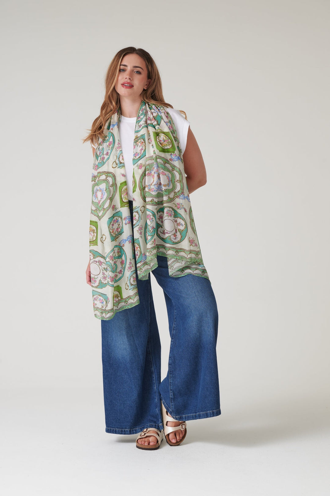 Afternoon Tea Green Scarf - One Hundred Stars