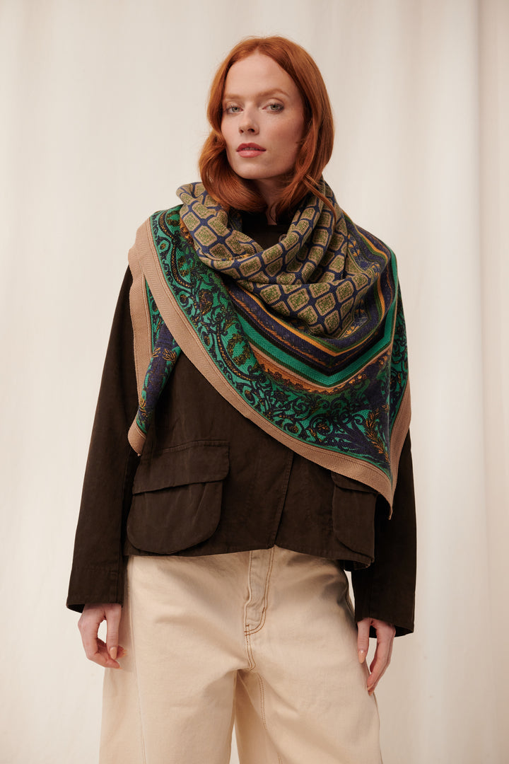 Amulet Emerald Square Wool Scarf