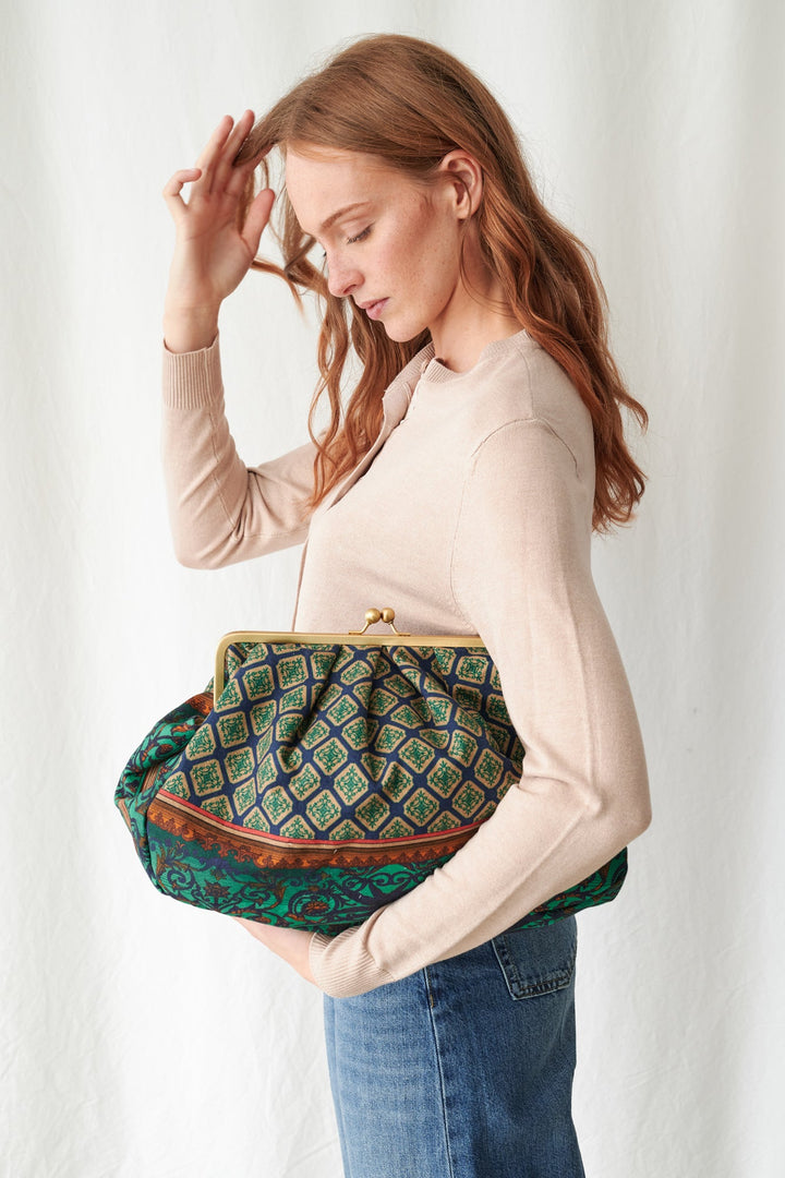 Amulet Emerald Kiss Lock Clutch Bag