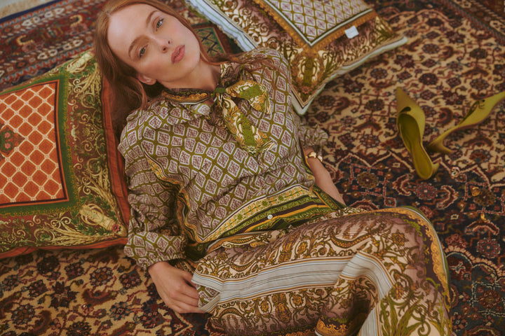 Amulet Green Pussybow Blouse