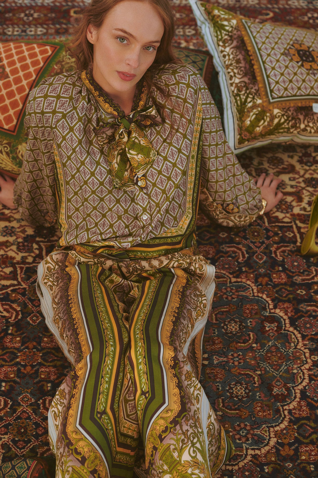 Amulet Green Pussybow Blouse