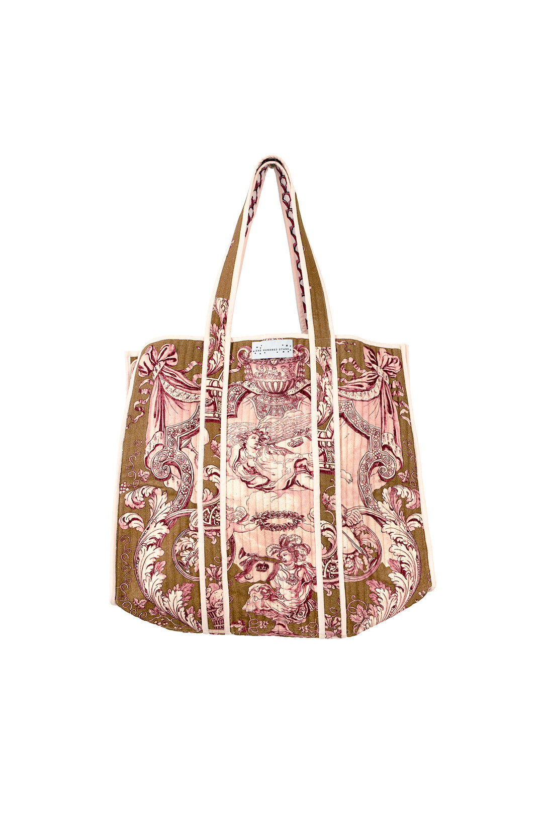 Angels Olive Canvas Quilted Tote Bag