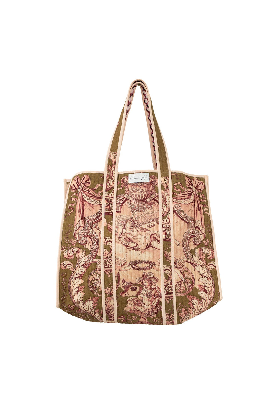 Angels Olive Canvas Quilted Tote Bag