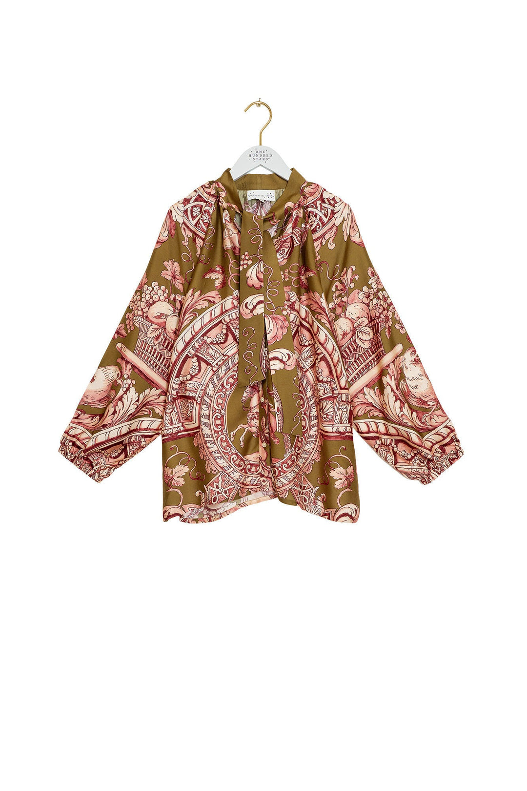 Angels Olive Pussybow Blouse