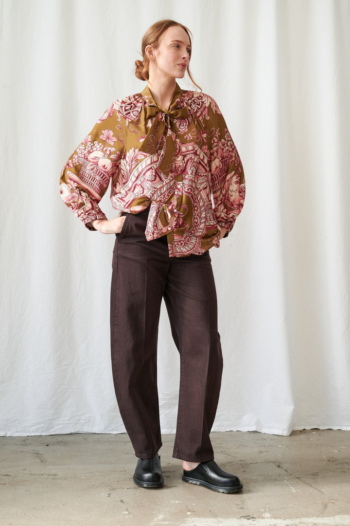 Angels Olive Pussybow Blouse