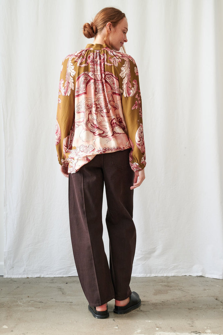 Angels Olive Pussybow Blouse