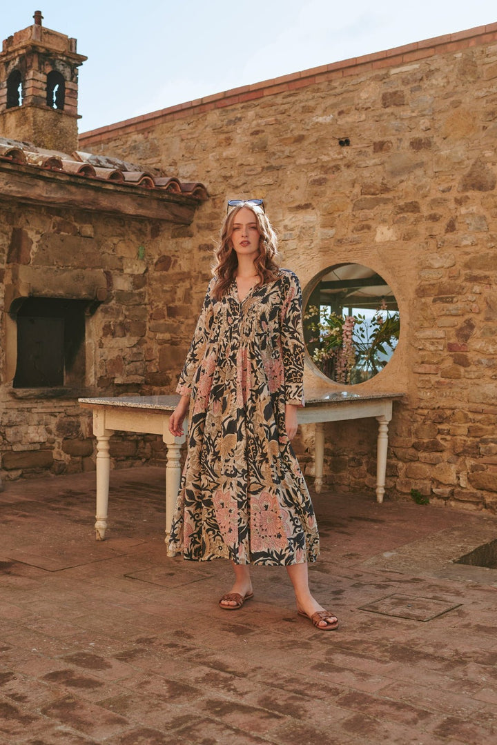 Block Taupe Pinch Pleat Dress