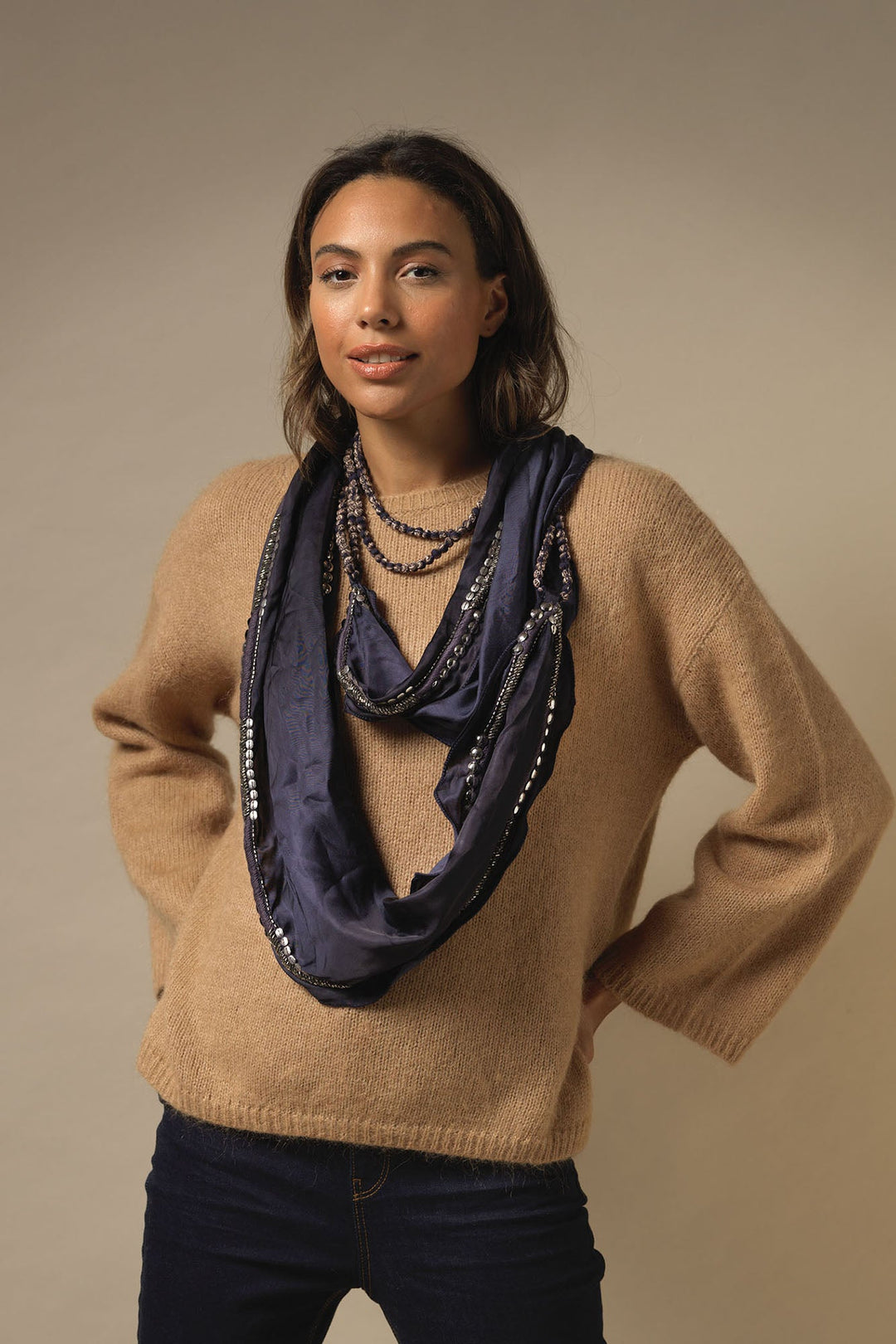 Indian Heritage Blue Necklace Scarf