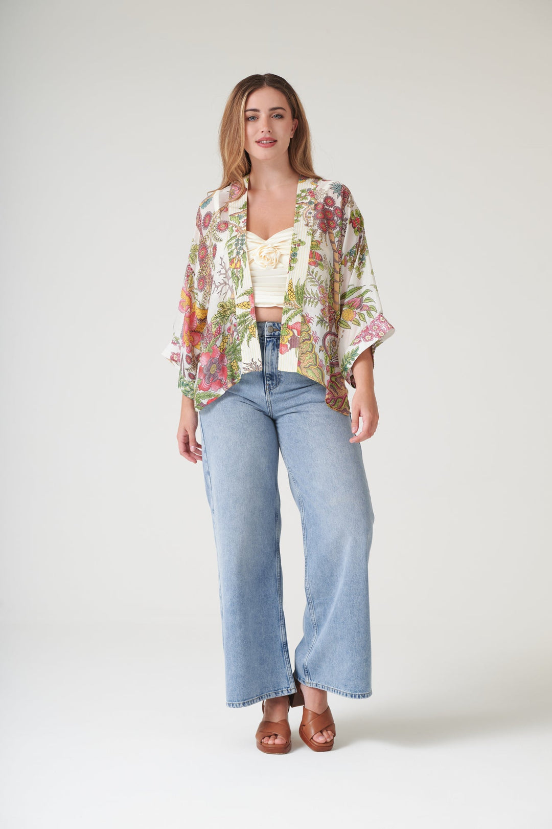 Boho Garden Ecru Kimono - One Hundred Stars