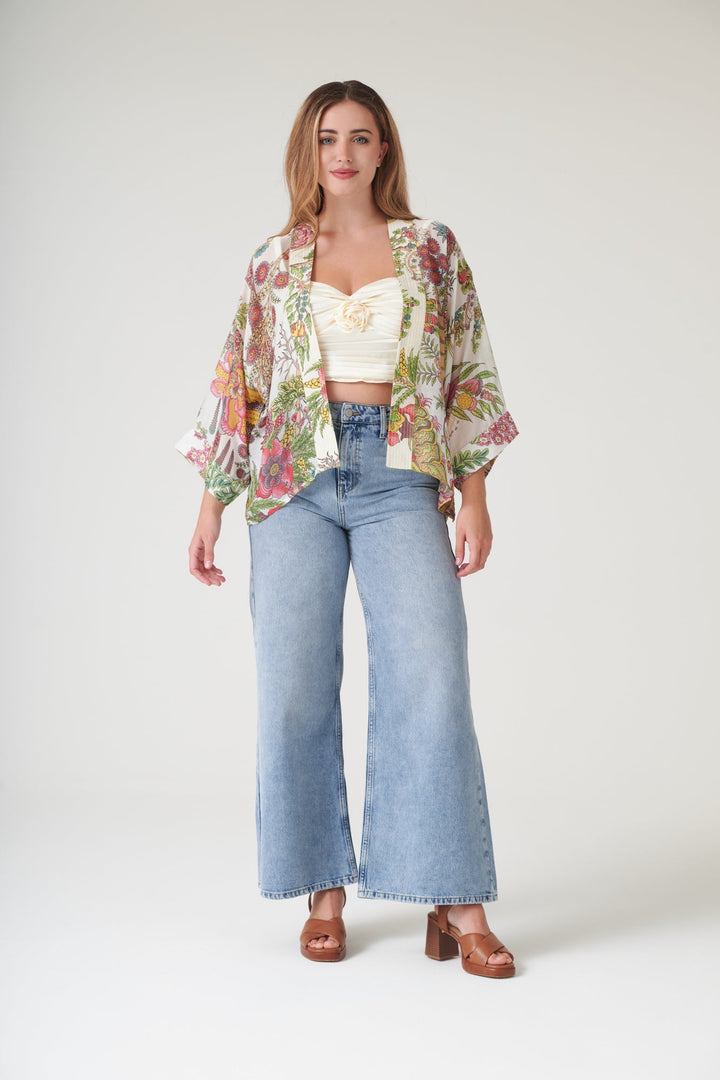 Boho Garden Ecru Kimono - One Hundred Stars
