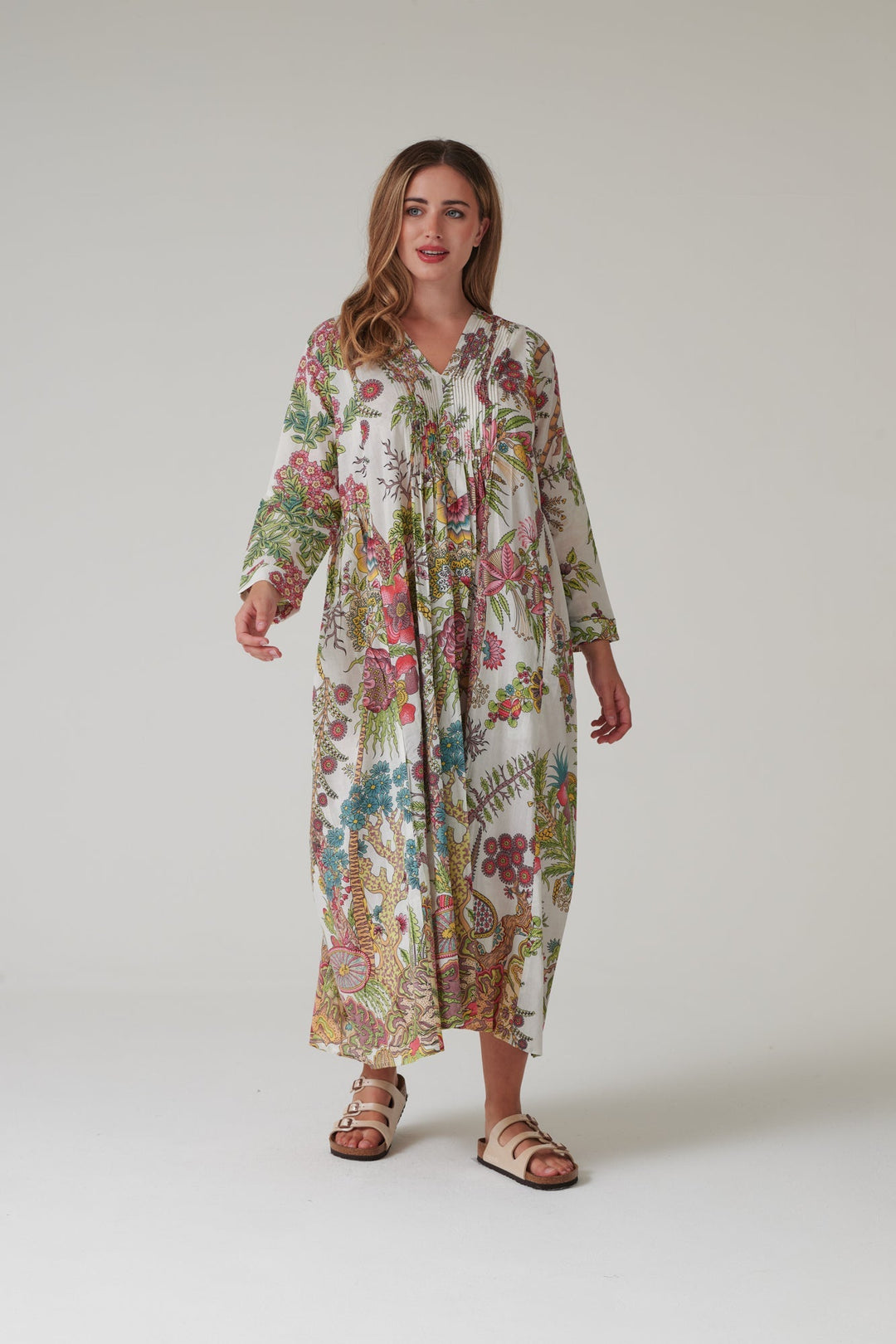 Boho Garden Ecru Pinch Pleat Dress - One Hundred Stars