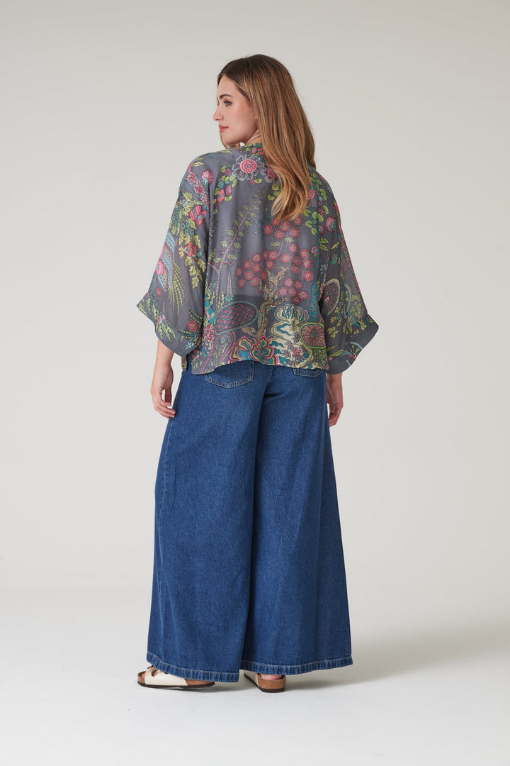 Boho Garden Grey Kimono - One Hundred Stars