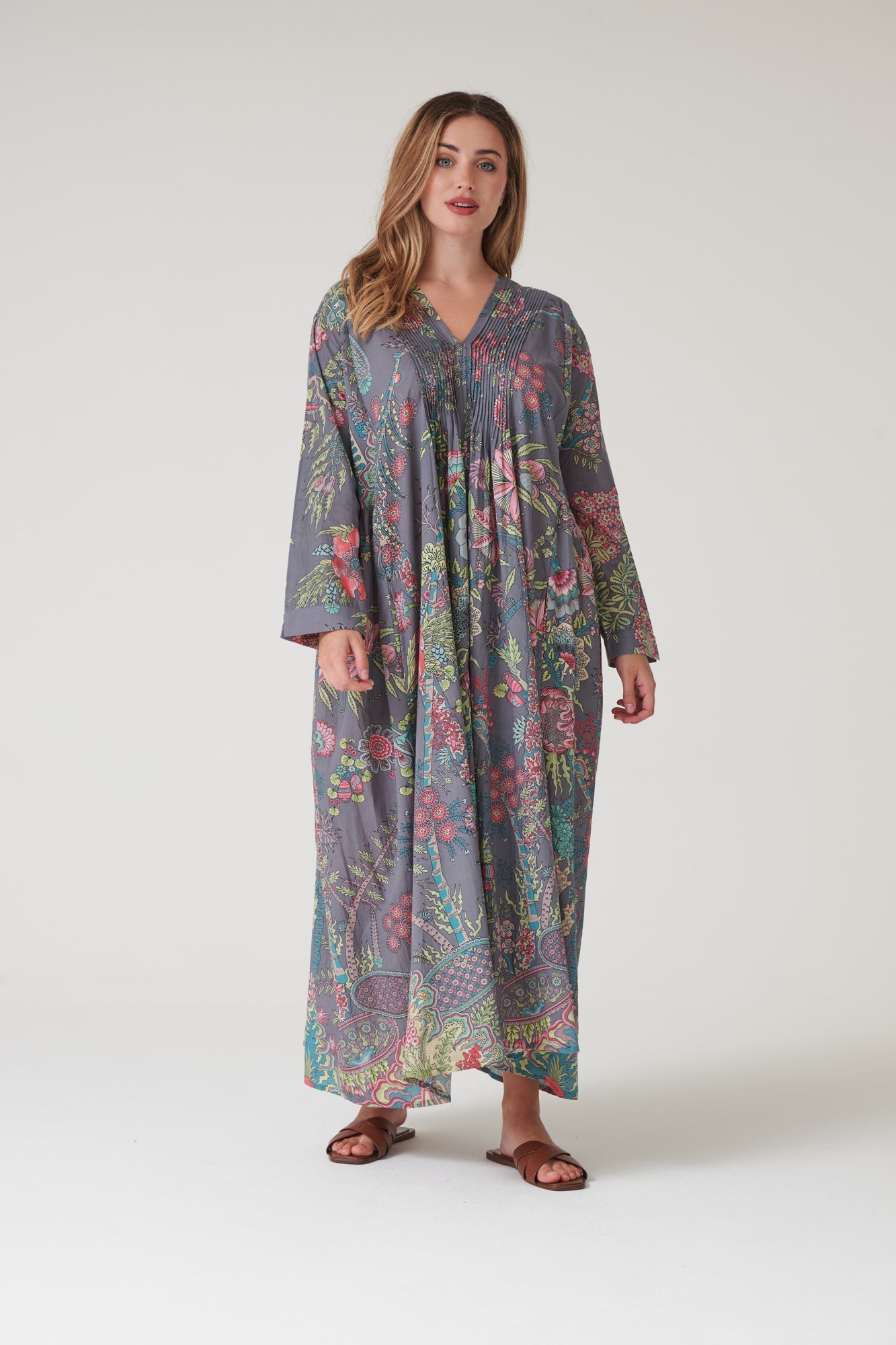 Boho Garden Grey Pinch Pleat Dress – One Hundred Stars USA