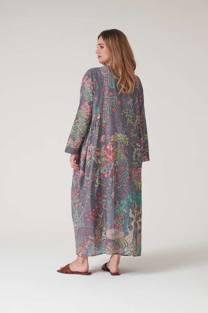 Boho Garden Grey Pinch Pleat Dress - One Hundred Stars