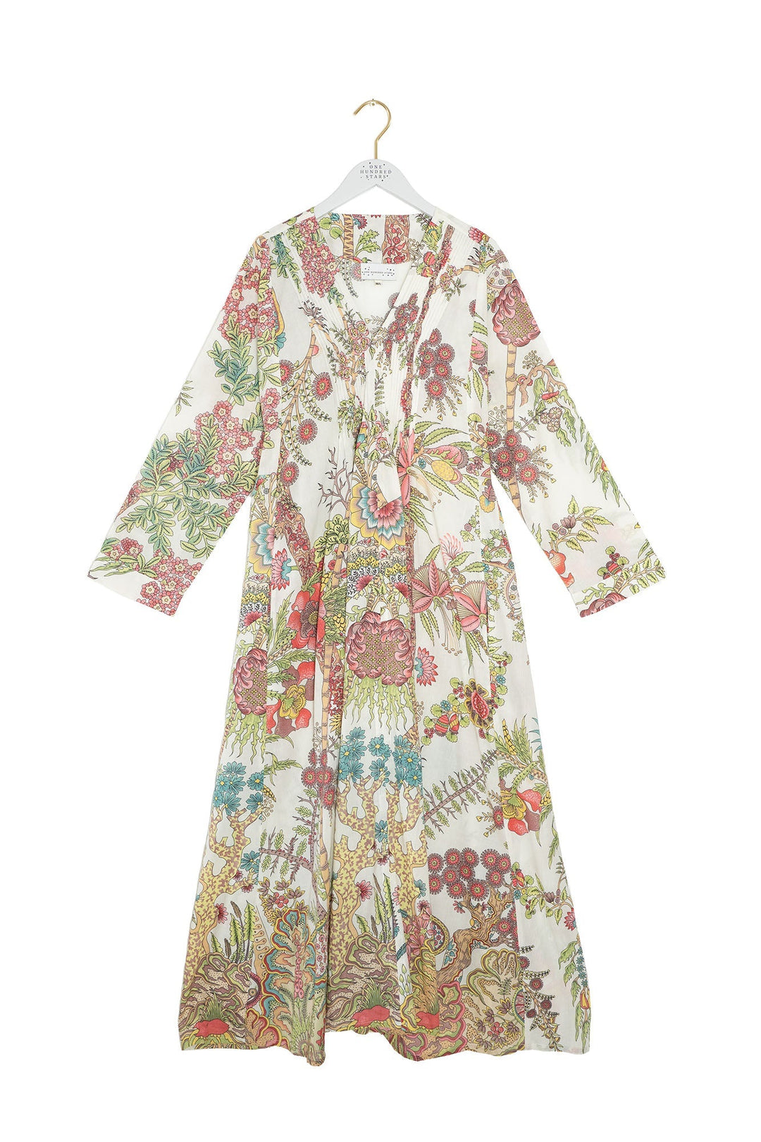 Boho Garden Ecru Pinch Pleat Dress - One Hundred Stars